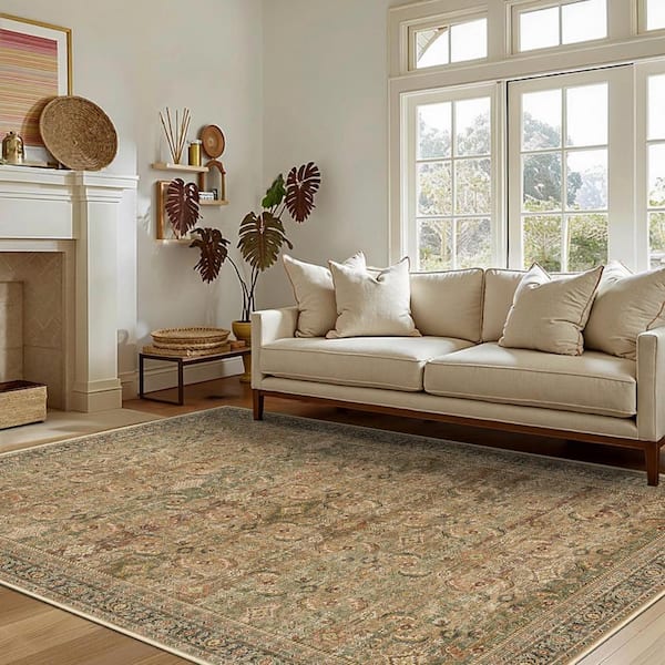 Tehran Brown 5 ft. x 7 ft. Vintage Perris All Over Design Area Rug