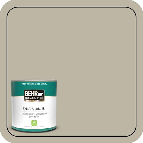 BEHR PREMIUM PLUS 1 qt. #780D-4 Koala Bear Semi-Gloss Enamel Low Odor Interior Paint & Primer