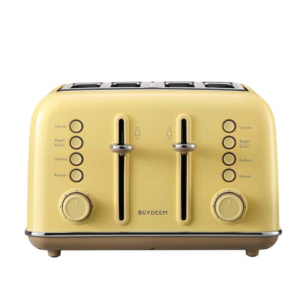 BUYDEEM DT640 1800-Watt 4 Slice Toaster, Yellow, Extra Wide Slots, Stainless  Steel, Removal Crumb Tray, 7-Shade Settings DT-6B83Y - The Home Depot