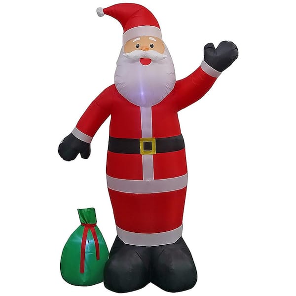 Home Accents Holiday 9 ft. Pre-Lit Giant Airblown Inflatable Santa with Toy Sack