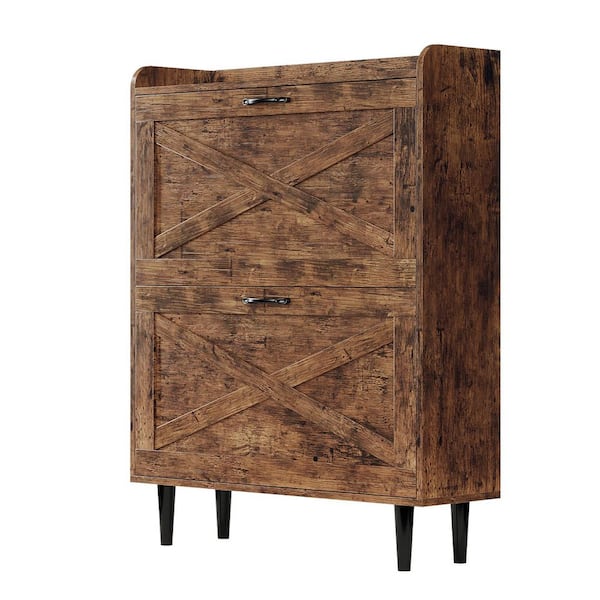 39. 37 in. H x 31. 61 in. W Brown MDF Shoe Storage Cabinet
