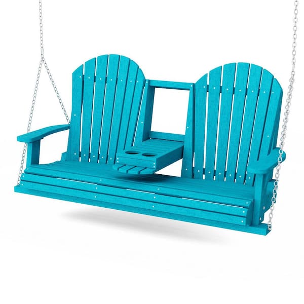 Wildridge Heritage 2-Person Aruba Blue HDPE Plastic Porch Swing