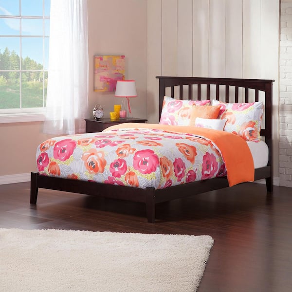 AFI Mission Espresso Queen Solid Wood Frame Low Profile Platform Bed with Attachable USB Device Charger