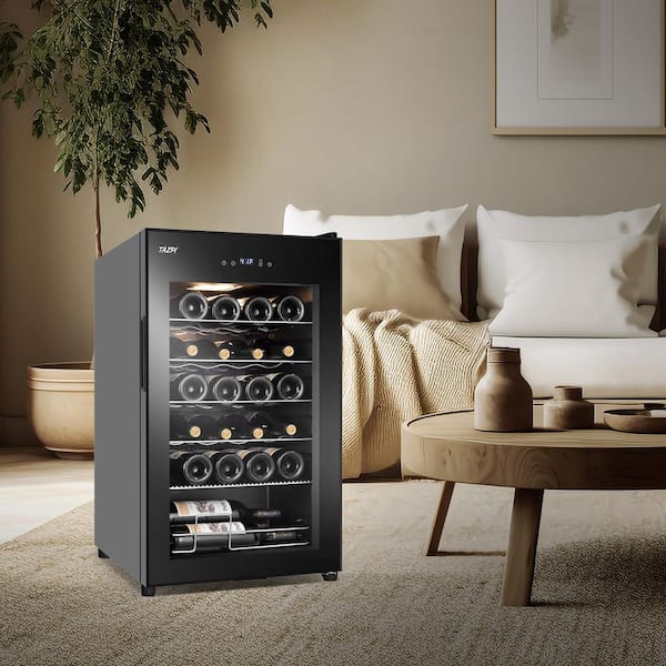 17 in. Single zone 24 Bottles Wine Beverage Cooler in Black with Digital Temperature Control, Safety Lock, Frost Free