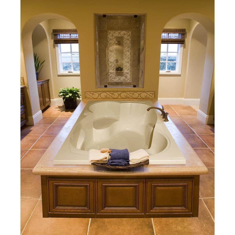 Makyla 75'' x 48'' White Acrylic Drop-In Whirlpool Bathtub