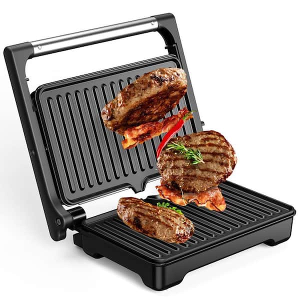 1200-Watts Black Panini Press with Non-Stick Surface