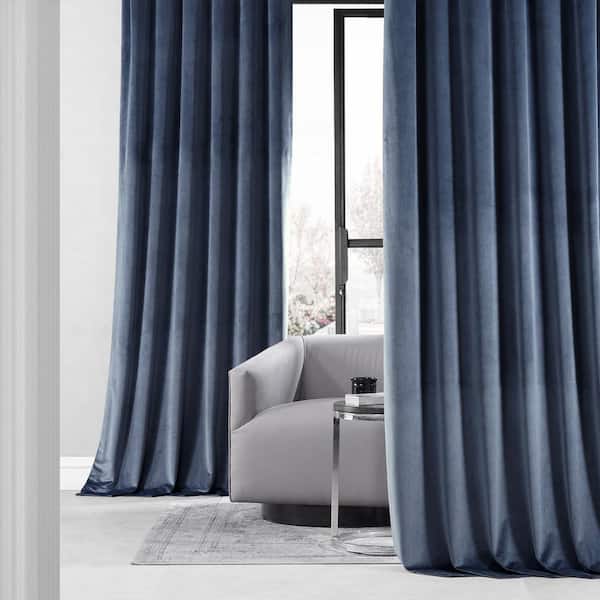 Exclusive Fabrics Furnishings, Royal Blue Velvet Eyelet Curtains