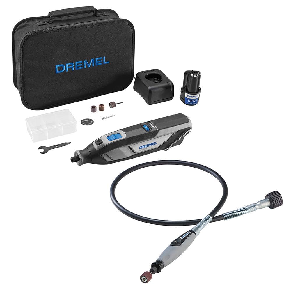 Dremel 8250 Brushless Cordless 12V Variable Speed Rotary Tool with 5  Accessories + Flex Shaft Attachment