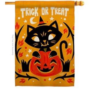 28 in. x 40 in. Happy Black Cat House Flag Double-Sided Readable Both Sides Fall Halloween Decorative