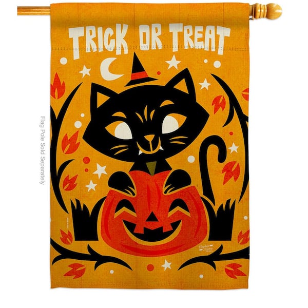 Angeleno Heritage MADE AND DESIGNED LOS ANGELES CALIFORNIA 28 in. x 40 in. Happy Black Cat House Flag Double-Sided Readable Both Sides Fall Halloween Decorative