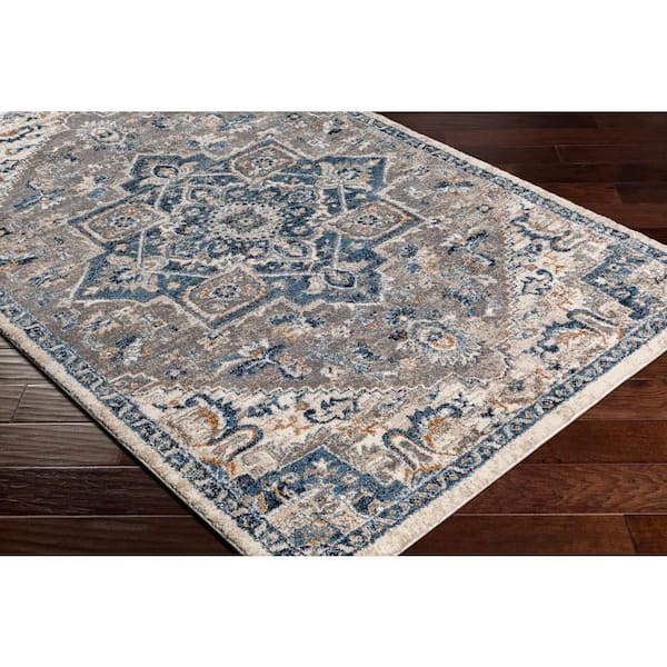 Uhur Navy Medallion 8 ft. x 10 ft. Indoor Area Rug