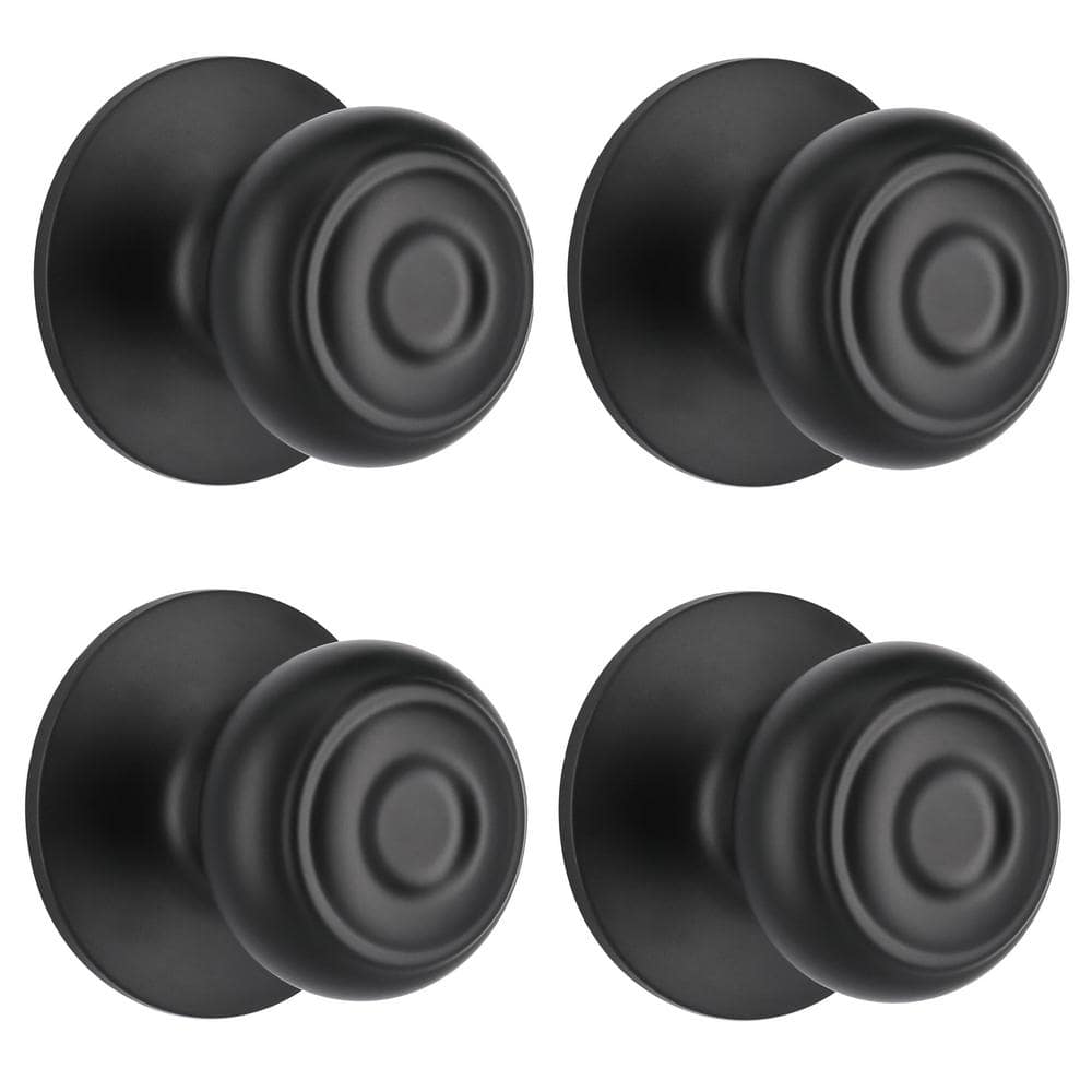 Hartford Matte Black Hall/Closet Door Knob (4-Pack)