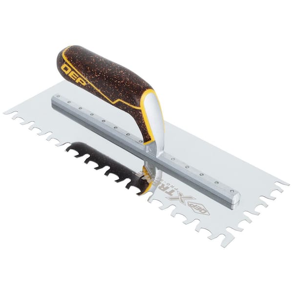 12 in. x 4-1⁄2 in. Stainless Steel Blade Natural Stone, Pavers, Saltillo, Ceramic Tile, Euro Notched XL Flooring Trowel