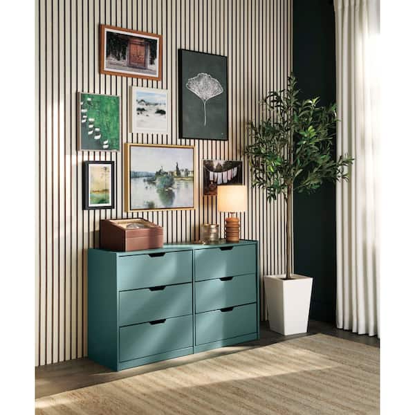 Unfinished Solid Pine 6-Drawer 44.3 in. W x 25.6 in. H x 13.8 in. D Natural Pine Wood Chest of Drawers