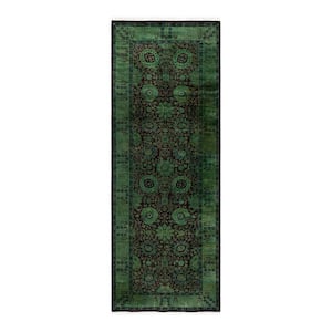 Green 3 ft. 3 in. x 8 ft. 7 in. Fine Vibrance One-of-a-Kind Hand-Knotted Area Rug