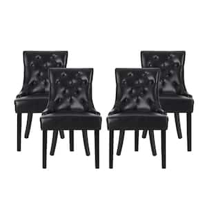 Will Midnight Black Tufted Faux Leather Dining Chair (Set of 4)