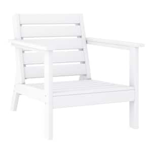 Birchwood Outdoor Patio Deep Seating HDPE Lounge Chair with Arms in White