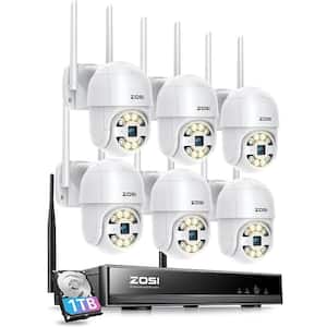 8 Channel 3 MP 1TB Wi-Fi NVR Security Camera System with 6 Wireless Outdoor Cameras, 355° Pan/Tilt, Light & Siren Alarm