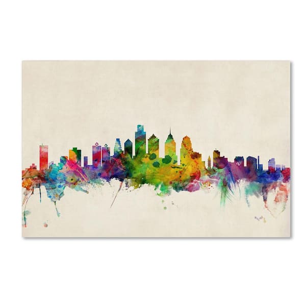 Trademark Fine Art Philadelphia, Pennsylvania by Michael Tompsett Floater Frame Architecture Wall Art 14 in. x 19 in.