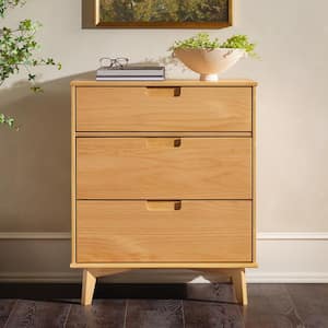 Mid-Century Modern Natural Pine 3-Drawer 30 in Chest of Drawers