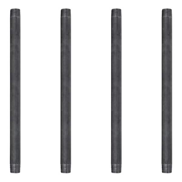 PIPE DECOR 3/4 in. x 1.3 ft. L Black Industrial Steel Grey Plumbing Pipe (4-Pack)