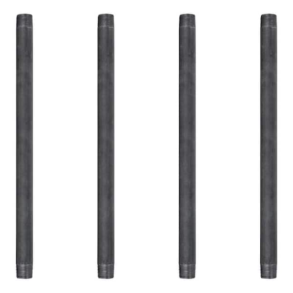 PIPE DECOR 3/4 in. x 14 in. Black Industrial Steel Grey Plumbing Pipe (4-Pack)