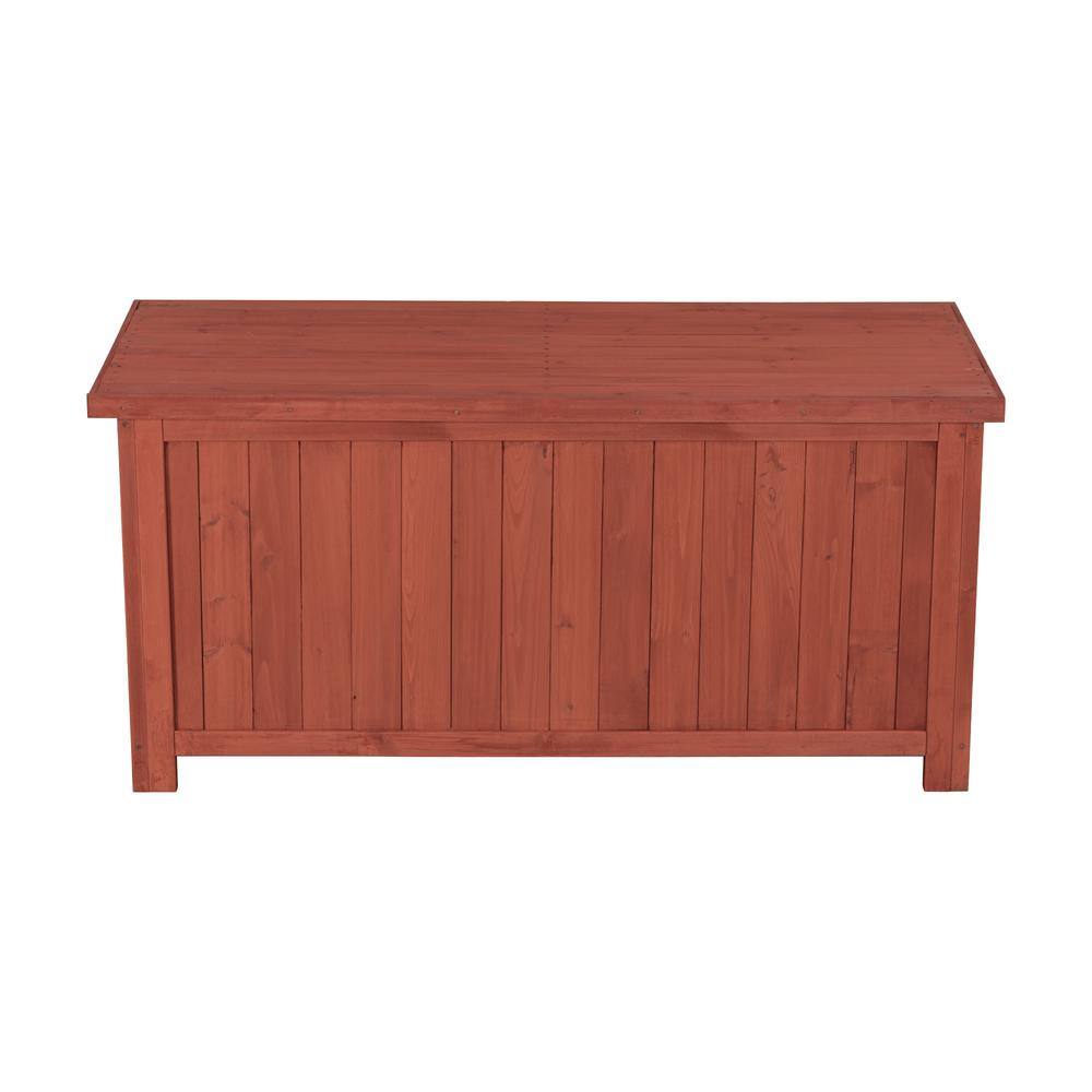 Medium Brown Cypress Wood Deck Storage Box with Ventilated Panels
