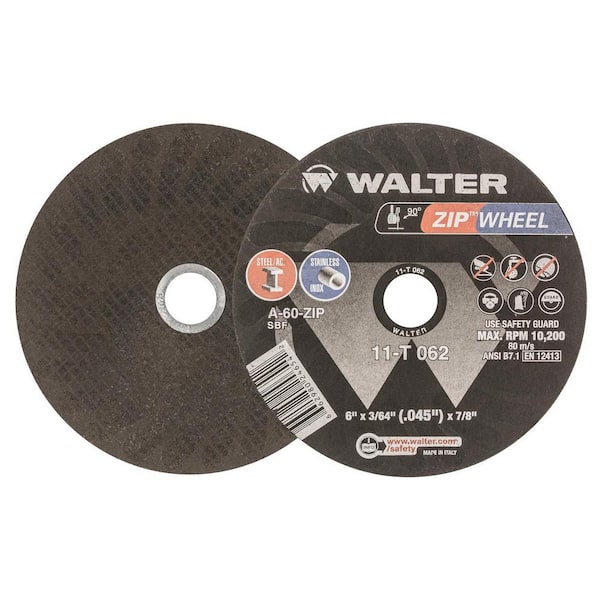 WALTER SURFACE TECHNOLOGIES Zip Wheel 6 in. x 7/8 in. Arbor x 3/64 in. Highest Performing Cut-Off Wheel (25-Pack)
