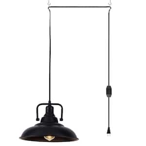 ADSENSTY 1-Light Black Plug In Pendant Light with Metal Shade On/Off ...