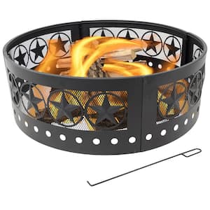 36 in. Round Heavy-Duty Steel 4 Star Wood Burning Fire Pit Ring