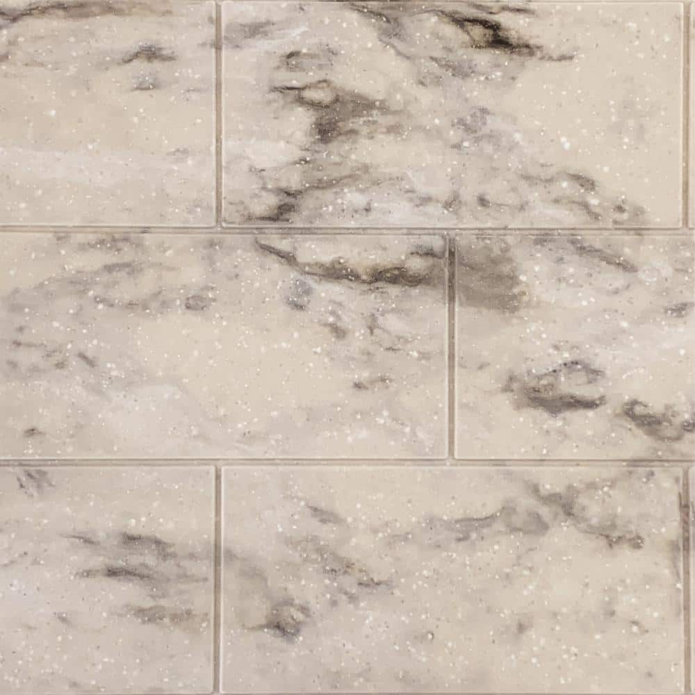 SaraMar Sand Creme 60''x36'' Subway Tile 3-Piece Shower Wall Kit