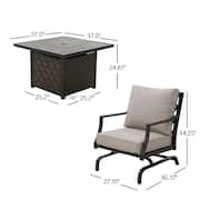 5-Pieces Rattan Sectional Patio Fire Pit Set with Ergonomic Backrest