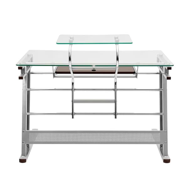 TECHNI MOBILI  in. W Glass Home Office Computer Desk Workstation with  Sturdy Chrome Base RTA-0044D-GLS - The Home Depot
