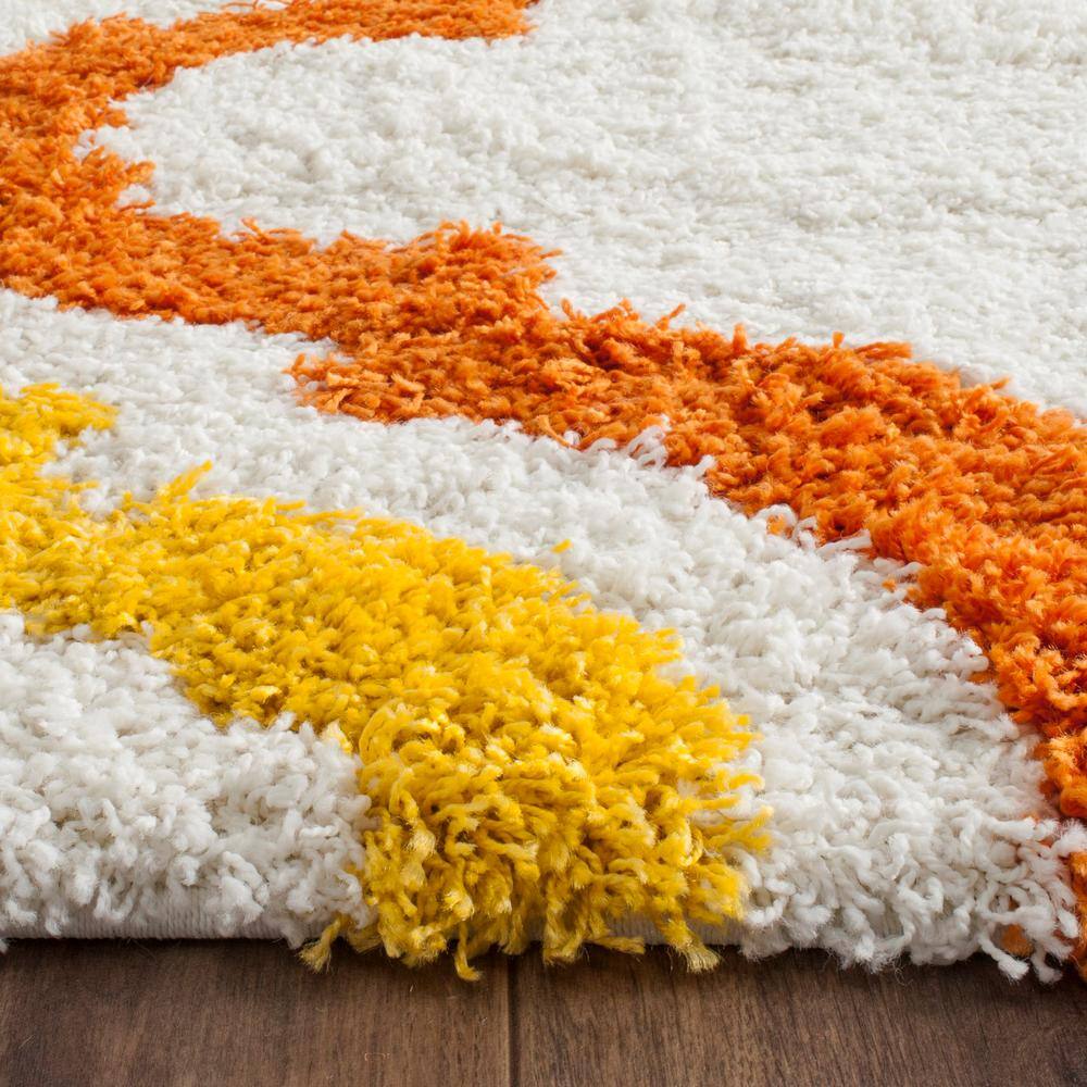 Ivory and Multicolor Synthetic Shag Kids Area Rug, 3'x5'