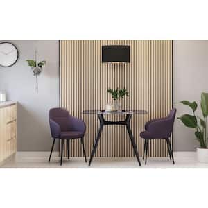 Boyne Purple Fabric  and  Black Metal Arm Chair (Set of 2)
