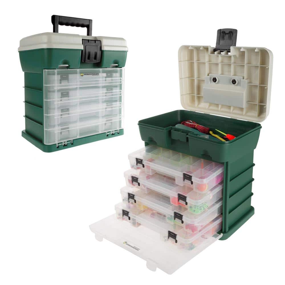 Plano Fishing Gear Organizer Tackle Box w/ Removable Bait Racks & 4 Trays,  Green, 1 Piece - Ralphs