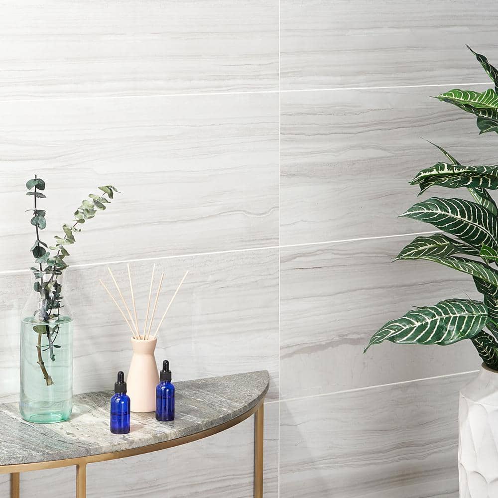 Luminus White Polished Marble Look Large Format Porcelain Tile