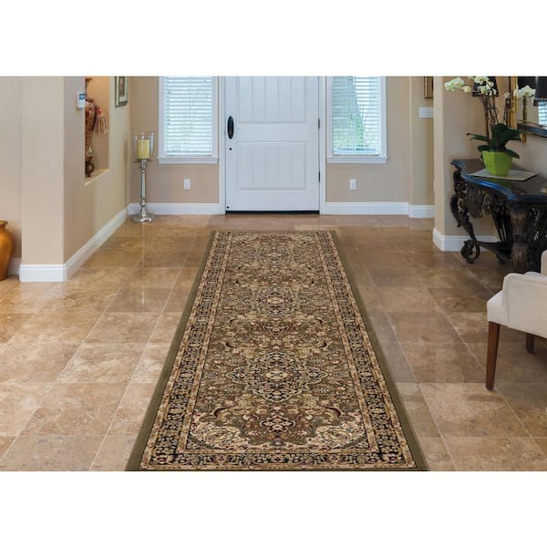 Silk Road Medallion Green 2 ft. x 7 ft. Rectangle Indoor Runner Rug