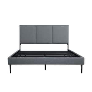 Dark Gray, Metal Full Size Linen Platform Bed
