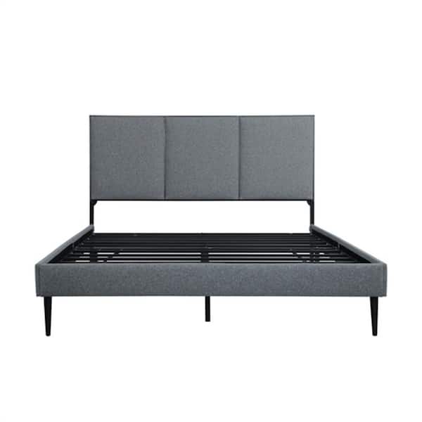 ZIRUWU Dark Gray, Metal Full Size Linen Platform Bed