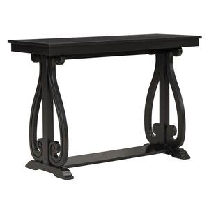 48 in. Black Rectangle MDF Console Table with Curved Legs