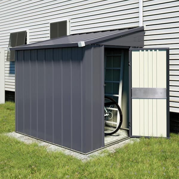VEIKOUS 4 ft. W x 8 ft. D Metal Storage Lean-to Shed 33 sq. ft. in Gray