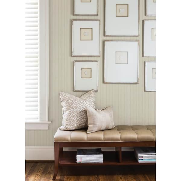 Zeta Cream Moire Stripe Wallpaper Sample