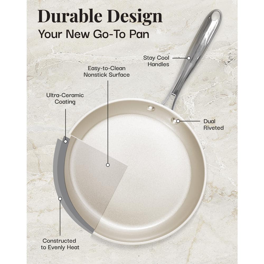 Gotham Steel - 12'' Ultra Nonstick Ceramic Fry Pan with Stay Cool Handle - Cream - Thumbnail 2