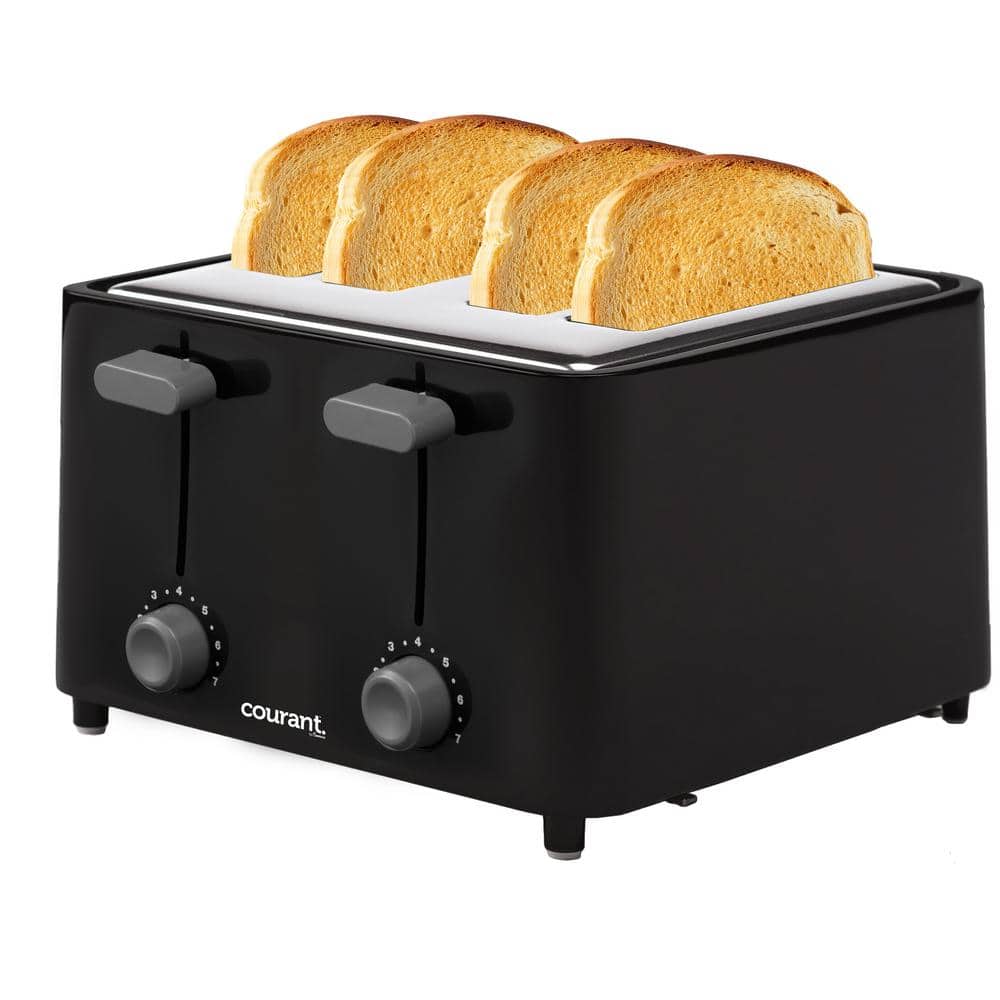 Courant 1480Watt 4Slice Black and Stainless Toaster with Drop Down