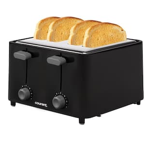 1480-Watt 4-Slice Black and Stainless Toaster with Drop Down Crumb Tray