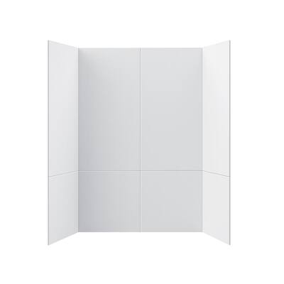 Flat 60 in. W x 90 in. H 8-Piece Glue Up Cultured Marble Alcove Shower Wall Surround in Matte White