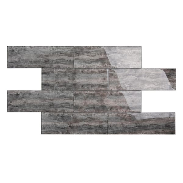 Giorbello Platinum Oak 4 in. x 12 in. x 8mm Glass Subway Tile (5 sq. ft./Case)