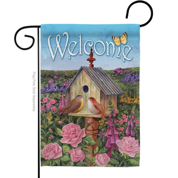 Welcome Bird nest and daisies Garden Flag Double-sided House Decor Yard Banner 