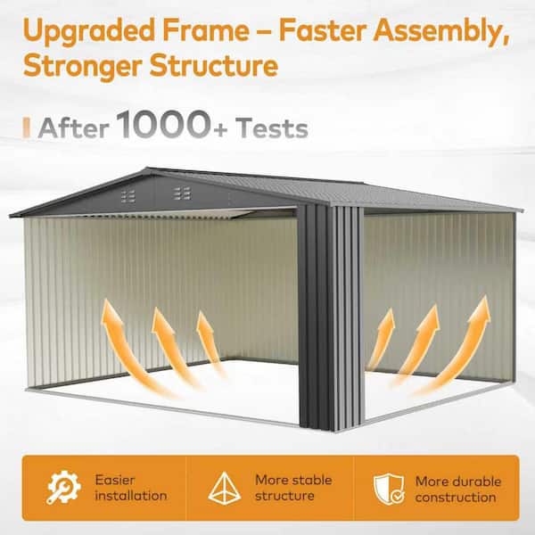 Easyhawk 10 ft. W x 14 ft. D Outdoor Metal Shed Storage